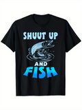 Men's T-Shirt Shut Up And Fish Dynamic Motion Splash With Jumping River Fish