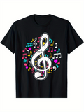 Men's T-Shirt Colorful Musical Symbols Dancing With Large Treble Clef Note