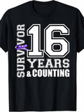 Men's T-Shirt Survivor Sixteen Years And Counting With Bold White Numbers T Shirt
