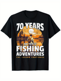 Men's T-Shirt Seventy Years Of Epic Fishing Among Trees And Water Under Orange Sunset Adventure