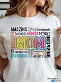 Women's T-Shirt Amazing Nurturing Patient Honest Words Highlighting Colorful Mom Typography