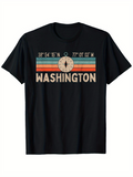 Men's T-Shirt Vintage Compass With Colorful Striped Bands Over Washington Text