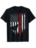 Men's T-Shirt Worlds Best Golden Dad With American Flag Silhouette And Loyal Retriever Dog