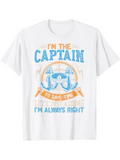 Men's T-Shirt Im The Captain Nautical Ship Wheel Graphic With Anchor