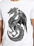 Men's T-Shirt Intricate Tribal Patterns Forming A Powerful Mythical Dragon