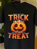 Men's T-Shirt Show Me Your Trick Candy Filled Pumpkin Jack O Lantern Treat