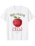 Men's T-Shirt Apple Picking Crew Hand Drawn Red Apple Illustration