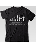 Men's T-Shirt Life Is Full Of Important Choices Displaying Weapons In Monochrome Graphic T Shirt