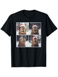 Men's T-Shirt Snowy Winter Forest With Funny Capybara Wearing Santa Hat
