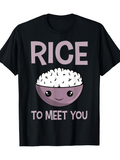 Men's T-Shirt Rice To Meet You Smiling Cute Rice Bowl With Cartoon Face