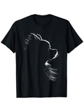 Men's T-Shirt Shadowed Silhouette With Graceful Light Lines Portraying A Fluffy Dog