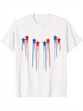 Men's T-Shirt Colorful Blue And Red Stars Melting Paint Dripping Down T Shirt