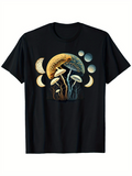 Men's T-Shirt Surreal Night Sky With Crescent Moons Glowing Around Mystical Mushrooms