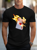 Men's T-Shirt Burning Flames Consuming Playing Card Ace Of Hearts