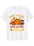 Men's T-Shirt Just A Girl Who Loves Fall Surrounded By Leaves Acorn Pumpkin And Coffee Cup