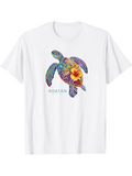 Men's T-Shirt Roatan Vibrant Multicolor Floral Pattern Adorning A Majestic Sea Turtle