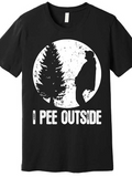Men's T-Shirt I Pee Outside Full Moon Graphic With Silhouette Pine Tree And Man