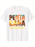 Men's T-Shirt Dominican Republic Sunset Reflections In Large Colorful Text Letters