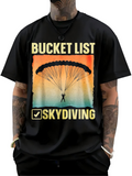 Men's T-Shirt Bucket List Skydiving Silhouette Against Vibrant Sunset Parachute
