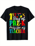 Men's T-Shirt Colorful First Day Of Pre K School Words On Black T Shirt
