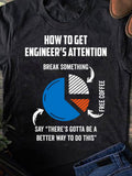 Men's T-Shirt How To Get Engineers Attention Funny Pie Chart And Coffee Shirt