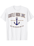 Men's T-Shirt Castle Rock Lake Text With Nautical Anchor Surrounded By Regional Lettering