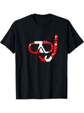 Men's T-Shirt Red And White Camouflage Pattern With Simple Snorkeling Mask Graphic