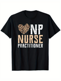 Men's T-Shirt Leopard Print Heart With Bold Letters Nurse Practitioner