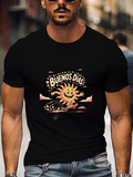 Men's T-Shirt Smiling Sun With Radiant Beams Cloud And Sparkling Sky Sun