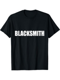 Men's T-Shirt Blacksmith Bold White Text Centered On Classic Solid Black T Shirt