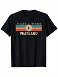 Men's T-Shirt Pearland Vintage Stripes With Compass And Coordinates Design