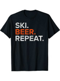 Men's T-Shirt Ski Beer Repeat Bold Contrast Slogan With Modern Font On Comfortable T Shirt