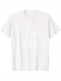 Men's T-Shirt Maritime Anchor Design With Soft White Tones On Simple Cotton T Shirt