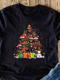 Men's T-Shirt Christmas Tree Formed With Festive Dogs Santa Hats And Colorful Presents