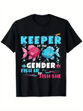 Men's T-Shirt Keeper Of The Gender Colorful Bubbles With Blue And Pink Cartoon Fish