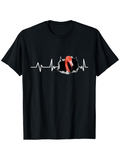 Men's T-Shirt Heartbeat Line With Pink Flamingo Emerging Through Black Background