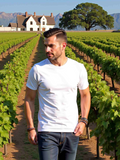 Men's T-Shirt Tranquil Vineyard Walk Beneath Sunlit Sky Lone Wanderer T Shirt
