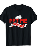Men's T-Shirt Pet Me Hoomans Playful Cat Lounging Above Bold Red Text Banner