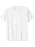 Men's T-Shirt Script Calligraphy With Elegant Heart Motif Centered White T Shirt
