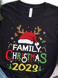 Men's T-Shirt Family Christmas 2023 Colorful Candy Canes With Santa Hat