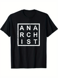 Men's T-Shirt Distressed White Framed Typography With Bold Block Letters Anarchist