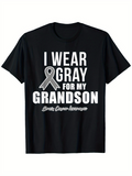 Men's T-Shirt I Wear Gray For My Grandson Awareness Support Ribbon