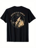 Men's T-Shirt Adventure Is All Around Us Paper Plane Over Forest With Starry Sky Trees