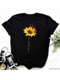 Men's T-Shirt Sunflower With Colorful Butterfly Resting Amid Petals Under Gentle Sunlight Flower