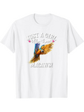 Men's T-Shirt Just A Girl With Colorful Tropical Feathers Soaring Vibrant Parrot Macaw