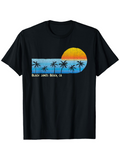 Men's T-Shirt Black Sands Beach CA Sunset With Blue Sky And Palm Trees Evening Scene Beach