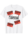 Men's T-Shirt Millennial Fragile Handle With Care Labels Among Bold Letters