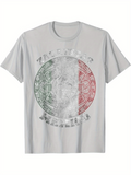 Men's T-Shirt Traditional Aztec Calendar With Faded Tricolor Distressed Pattern Symbol