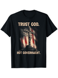 Men's T-Shirt Trust God Not Government American Flag With Crucifix And Cross