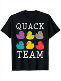 Men's T-Shirt Quack Team With Six Colorful Rubber Ducks On Black T Shirt